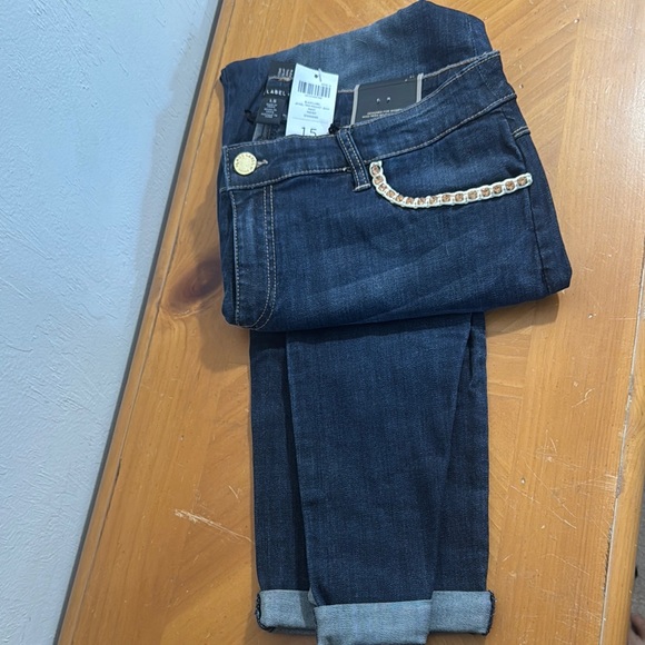 Chico's Black Label Cropped Jeans with Classic Denim Style with Rhinestones - Picture 1 of 6